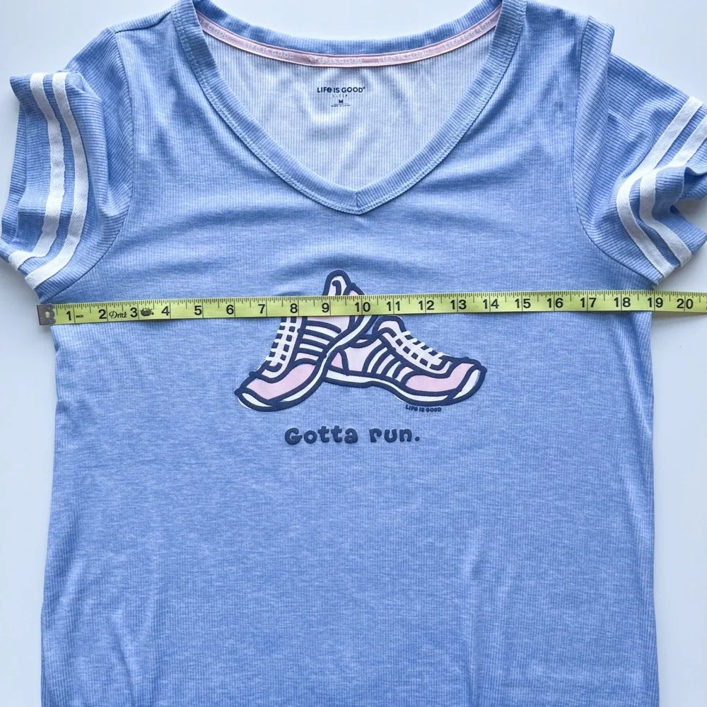 Life is Good‎ Sleep Shirt Gotta Run Rib Knit Nightgown Medium Blue